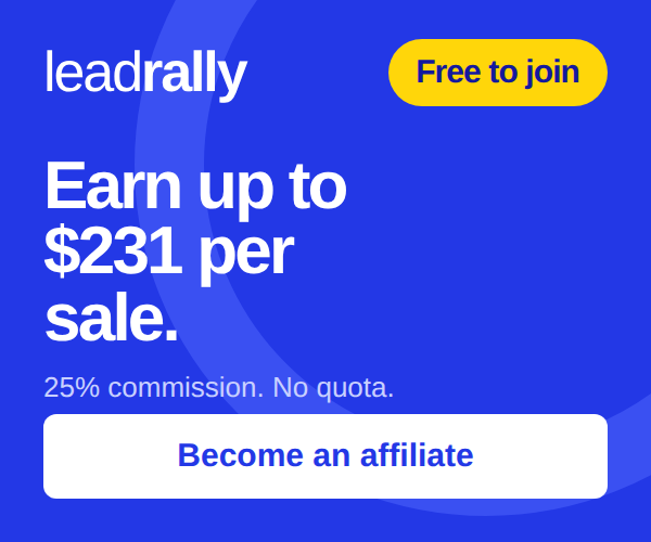 LeadRally affiliate program: earn 25% on every sale. Free to join.